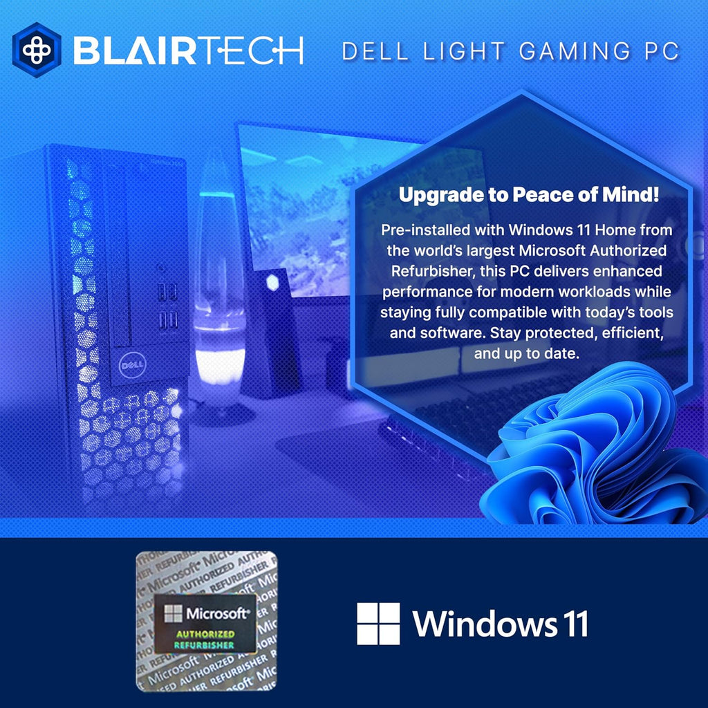Dell RGB Light Gaming PC Bundle (Renewed) | Intel Core i5 | 16GB RAM | 500GB SSD | NVIDIA GT 1030 2GB | Windows 11 Pro | 24' FHD Monitor | RGB Soundbar, Keyboard, Mouse & Headphones | (Renewed)