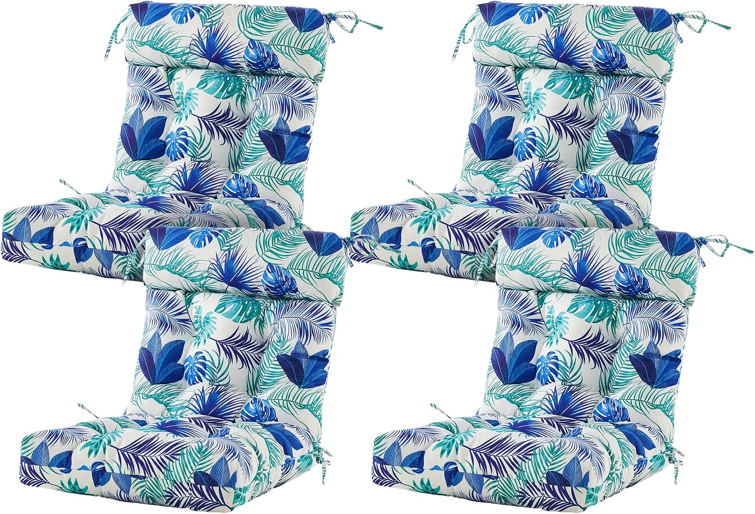 ARTPLAN Outdoor Chair Cushion,Tufted Adirondack Patio Chair Cushion,Wicker High Back Outdoor Seat Cushion,Set of 4,44' L x 21' W x 4' H (4 Pack),Floral