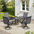 VICLLAX 5 Pieces Patio Dining Set, Patio Furniture Set of 4 Patio Swivel Dining Chairs and 40.6' Patio Spliced Round Tabletop with Storage Shelf, Dark Charcoal Chairs & Black Tabletop