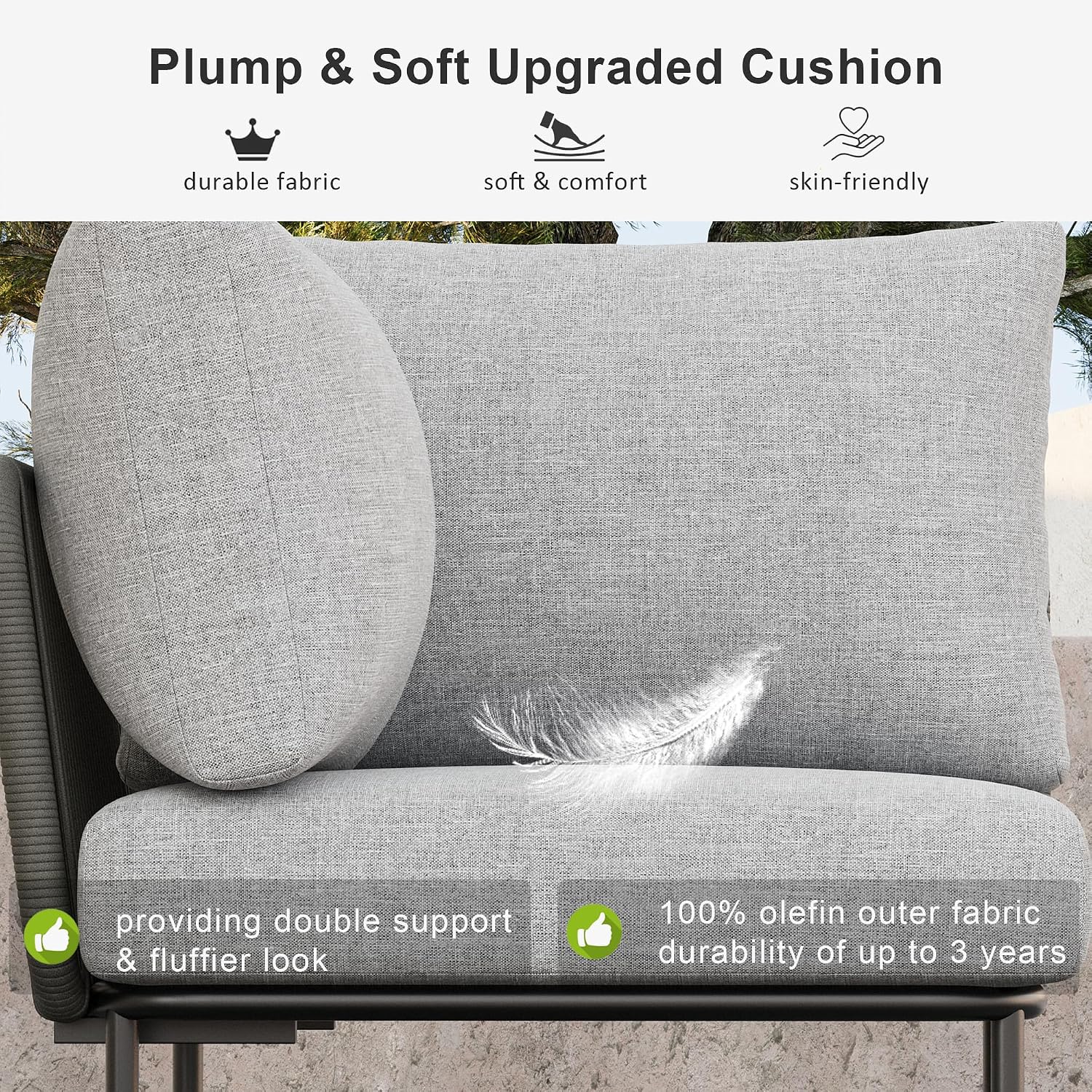 LayinSun 5 Pieces Aluminum Patio Furniture Set, Modern Modular Sectional Sofa with Coffee Table and Upgrade Thickness Cushion