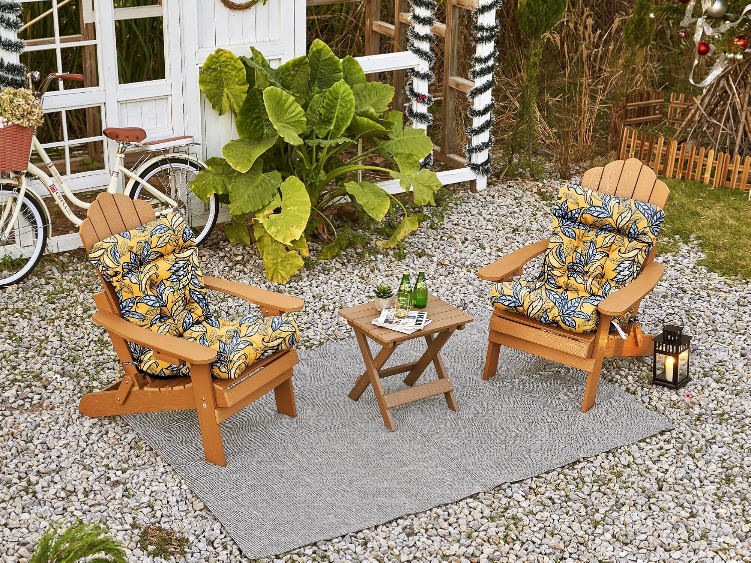 ARTPLAN Outdoor Chair Cushion,Tufted Adirondack Patio Chair Cushion,Wicker High Back Outdoor Seat Cushion,Set of 4,44' L x 21' W x 4' H (4 Pack),Floral
