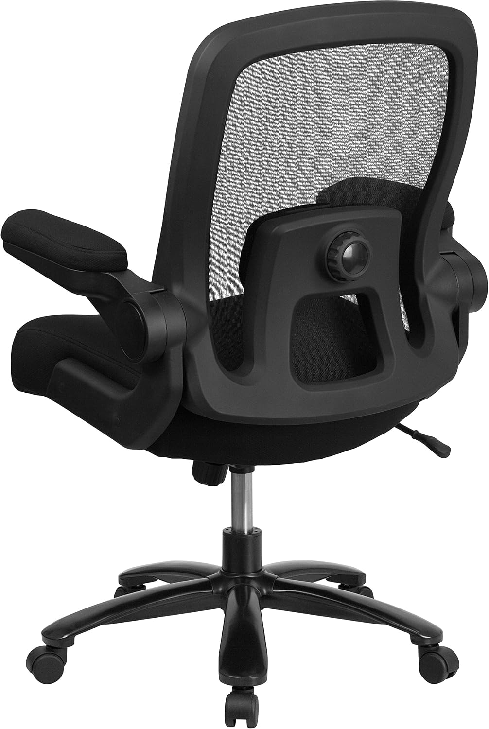 Flash Furniture Big & Tall Swivel Office and Gaming Chair with Lumbar and Back Support, Ergonomic Mesh Office Chair with Flip-Up Armrests and Adjustable Height, Black