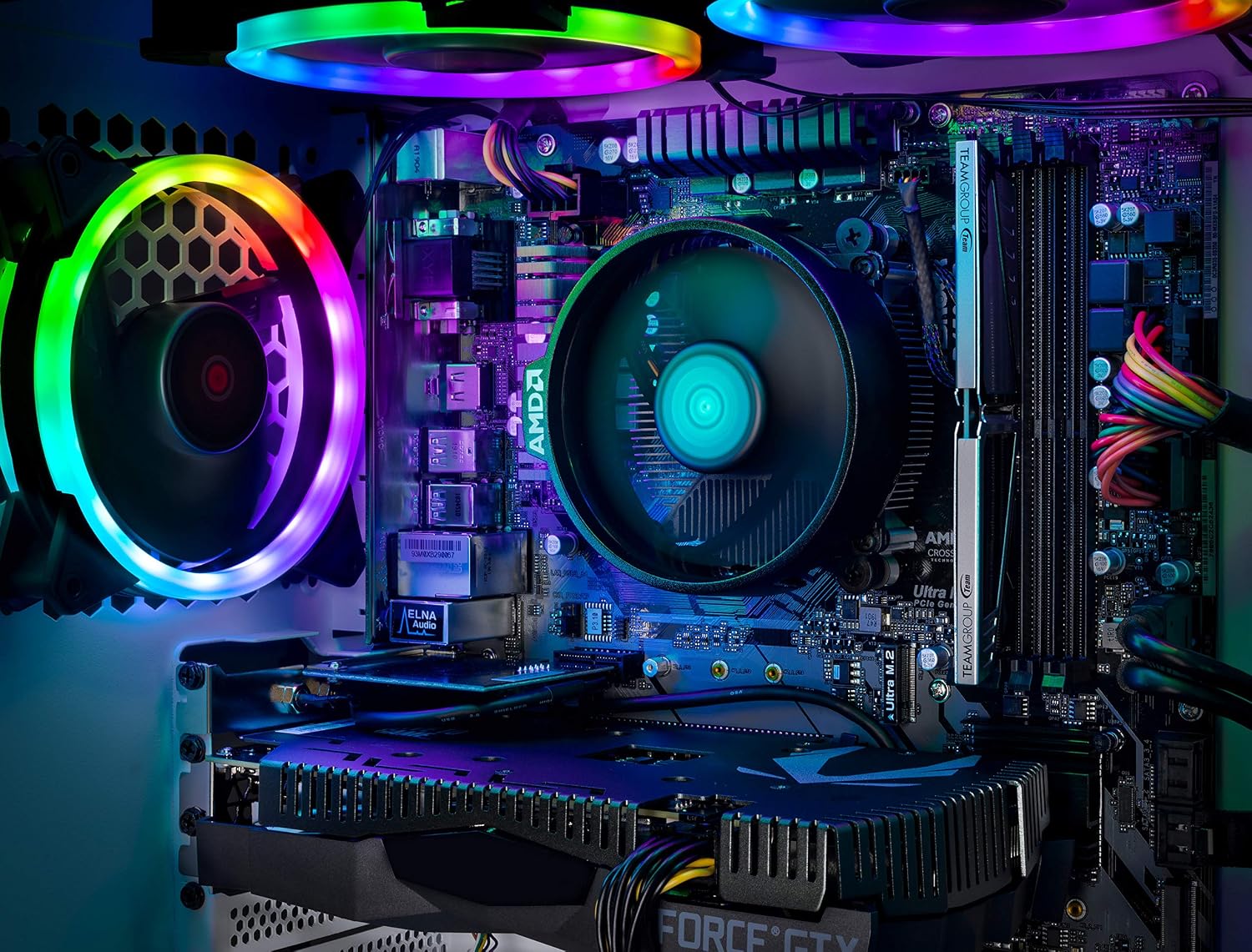 Skytech Archangel Gaming Computer PC Desktop – Ryzen 5 3600 3.6GHz, GTX 1660 6G, 500GB SSD, 8GB DDR4 3200MHz, RGB Fans, Windows 10 Home 64-bit, 802.11AC Wi-Fi