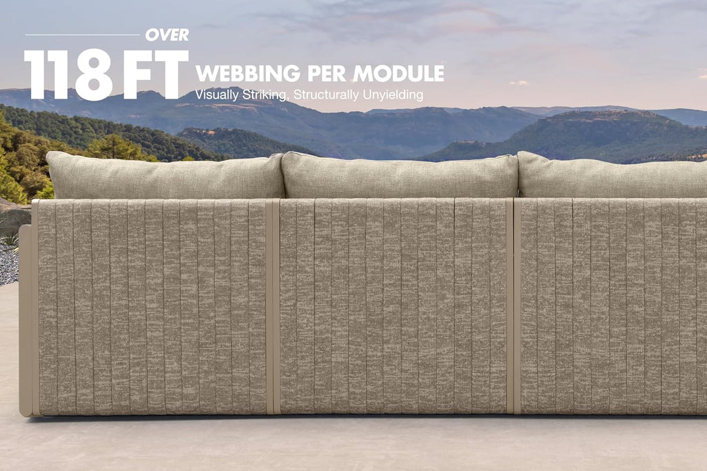 PURPLE LEAF 4 Pieces Patio Conversation Sets All Weather Outdoor Couch Sectional Set with Cushion Small Conversation Set for Garden Poolside Backyard Beige