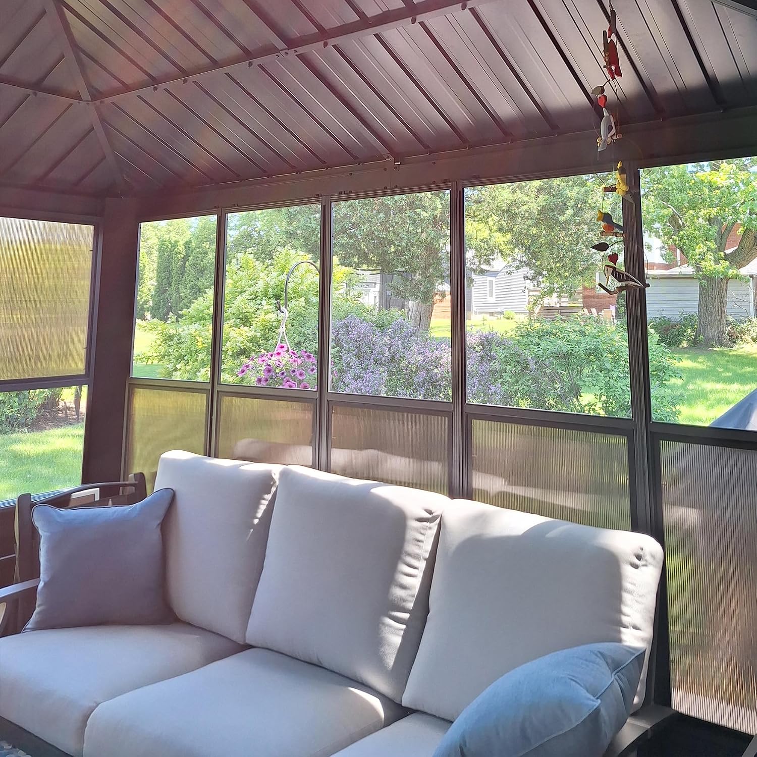 PURPLE LEAF Sunroom Solarium Screened Gazebo 10' x 13', Enclosed Gazebo with Mesh & Removable PC Panels, Magnetic Sliding Doors, Aluminum Frame for Outdoor Living Space, Backyard Lounge & Dining