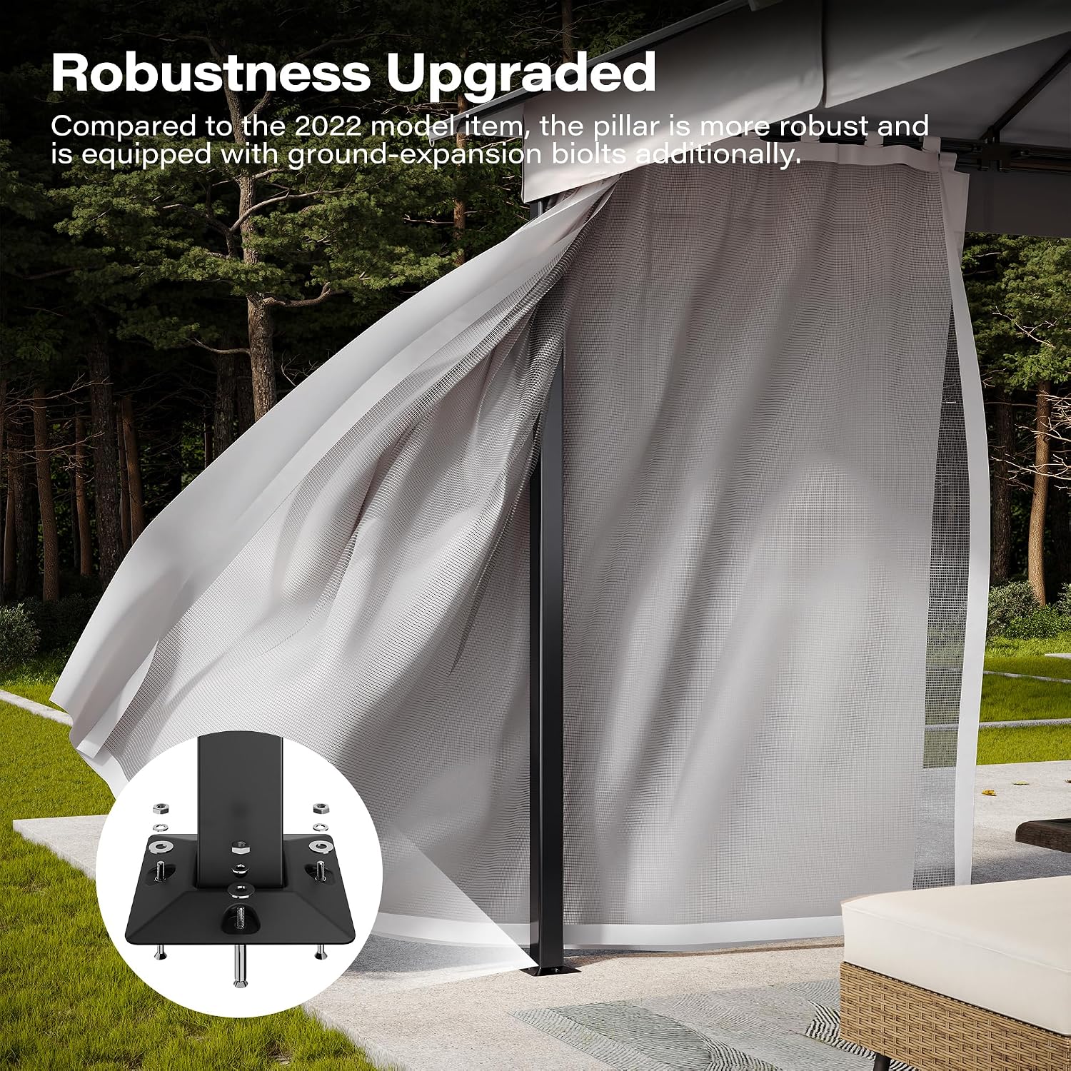 LAUSAINT HOME Gazebo 10x13ft, Heavy Duty Patio Gazebo with Expansion Bolts, Party Canopy Tent with Double Roofs, Mosquito Nettings and Privacy Screens for Backyard, Garden, Lawn, Grey