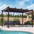 PURPLE LEAF 10' X 13' Retractable Metal Pergola with Canopy and Shade Cover for Garden, Yard, Deck, Beach, Gazebo