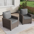 BUPPLEE 2 Pieces Patio Furniture Set, Outdoor Wicker Chairs Set of 2, All Weather High Back Rattan Chairs, Seating Club Chair Porch Chairs Set with Cushions for Balcony Porch Deck, Gray