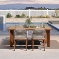 PURPLE LEAF 5 Pieces Patio Dining Set Aluminum Rectangular Table and Rattan Arm Chairs with Cushions for Kitchen Porch Garden Modern Outdoor Furniture Sets