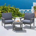 SERWALL HDPE Patio Sofa Set, 3-piece Sectional Outdoor Furniture Set, All Weather Outdoor Couch Set Patio Furniture Set for Deck, Lawn, Grey Frame with Grey Cushion