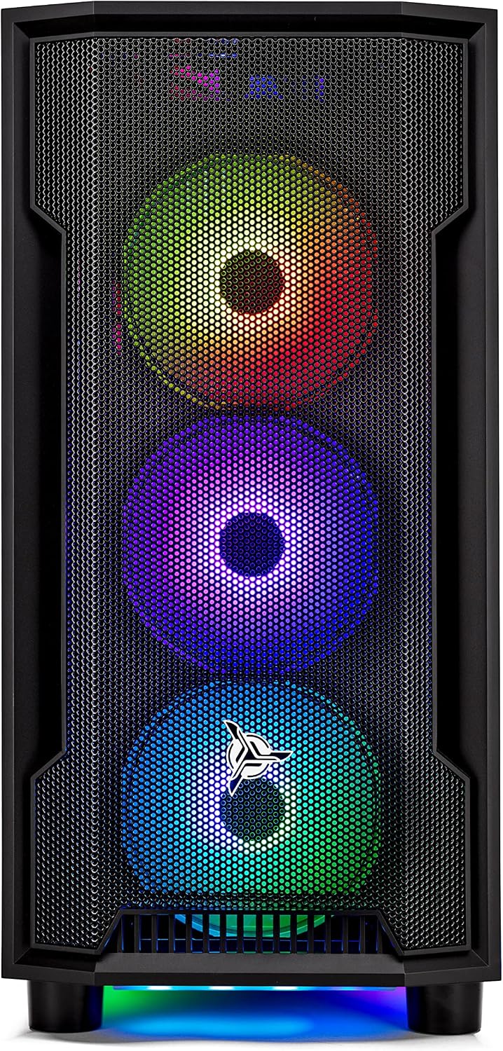 Skytech Gaming Shadow Gaming PC Desktop – AMD Ryzen 7 5700X 3.4 GHz, NVIDIA RTX 4060, 1TB NVME SSD, 16GB DDR4 RAM 3200, 600W Gold PSU, 11AC Wi-Fi, Windows 11 Home 64-bit,Black