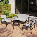 East Oak 4 Seats Outdoor Furniture Set, Waterproof Patio Furniture Set, Patio Loveseat with Coffee Table for Porch or Garden, 4-Piece Patio Conversation Sets for Balcony, Upgrade Grey