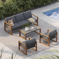 Grand patio Outdoor Furniture Set for 5, 4-Piece Aluminum Patio Conversation Set with Cushions, Modern Outdoor Sectional Sofa for Deck, Backyard, Garden, Porch, Poolside