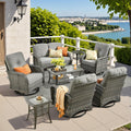 Weaxty 8 Pieces Outdoor Patio Furniture Sets with Swivel Rocking Patio Chairs and Loveseat Sofa,Coffee Table,All Weather Wicker Conversation Set for Deck Backyard Porch Poolside, Dark Gray