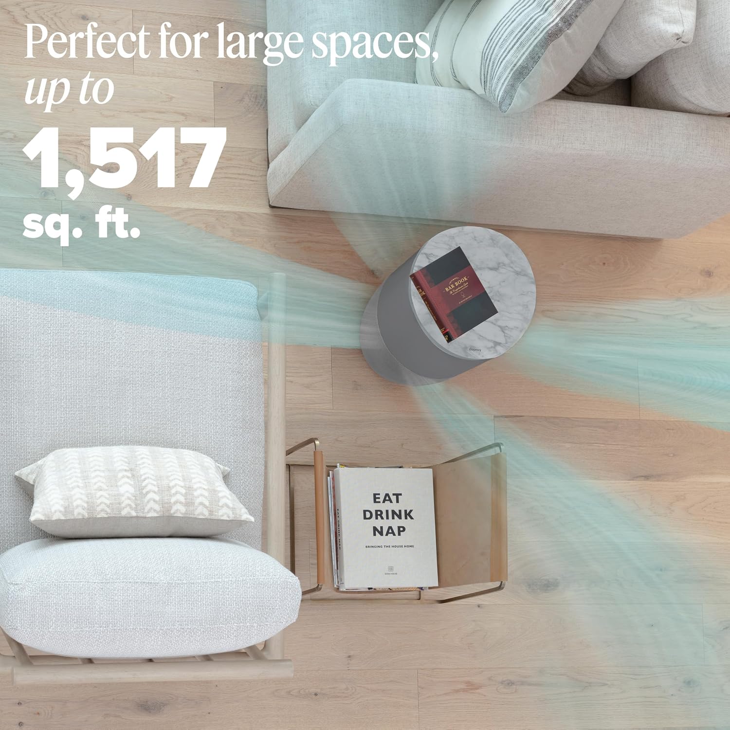 Dupray Bloom Air Purifier, HEPA-13 Filter, Ultra-Quiet 20 dB Sleep Mode, Activated Carbon for Odors, 360-Degree Airflow, Large Rooms up to 1,517 sq ft (Accent Table - Terrazzo, Latte)
