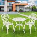 Patio Bistro Sets 3 Piece,Cast Aluminum Bistro Table and Chairs Set of 2 with 1.97' Umbrella Hole,All Weather Bistro Table Set Outdoor Patio Furniture for Garden,Yard(Butterfly White)