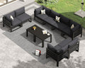 RADIATA 10 Piece Modern Aluminum Outdoor Patio Furniture Set, 29' Wide Deep Seating, Fade Water Resistant U Shaped Modular Sectional Couch, Large Comfy Conversation Set for Backyard Garden, Dark Gray