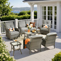 Weaxty 7 Pieces Patio Furniture Set with Swivel Chairs, Wicker Outdoor Furniture High Back Sofa Loveseat Coffee Table Rocking Chair, Rattan Patio Conversation Sets for Deck Backyard Porch, Dark Gray
