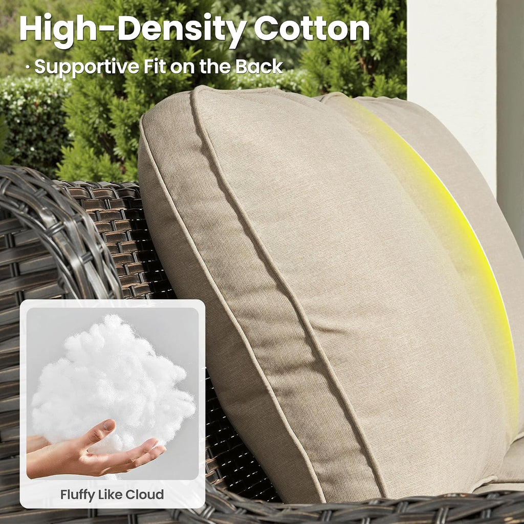 ovios 5-Pieces Patio Furniture Set, Outdoor Wicker Sofa Couch with Chairs Ottomans Comfy Cushions, High Back Modern All Weather Conversation Set, Brown Rattan, Beige