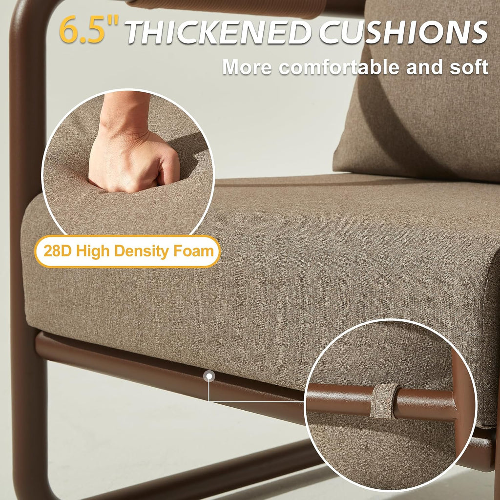 3-Piece Outdoor Aluminum Patio Sofa Set with Coffee Table, Deep Seating Conversation Set with 6.5' Cushions, Modern All-Weather Furniture for Garden, Balcony, Poolside, Brown