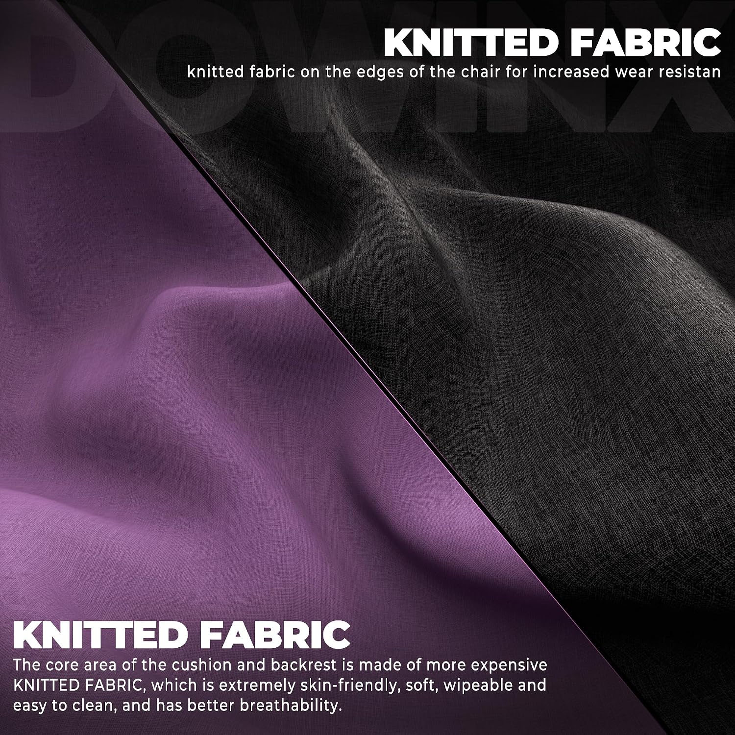 Dowinx Fabric Gaming Chair with Footrest, Big and Tall Ergonomic Gamer Chair with Lumbar Support, Wide Back Computer Chair for Heavy People, Purple