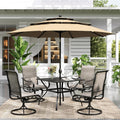 Sophia & William Patio Set with Umbrella 6 Pieces Outdoor Dining Set with 10ft 3 Tier Beige Patio Umbrella Windproof, 4 x Swivel Patio Dining Chairs, Patio Table and Chairs for Garden Backyard