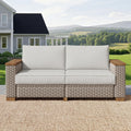 PaPaJet Outdoor Loveseat Patio Sofa, Wicker Couch with Solid Armrests & Legs, 4.7' Thick Cushion, UV-Resistant Modular Sofa for Porch, Backyard, Garden