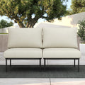 LayinSun 2 Pieces Aluminum Patio Furniture Set, Modern Modular Sectional Middle Chairs and Upgrade Thickness Cushion