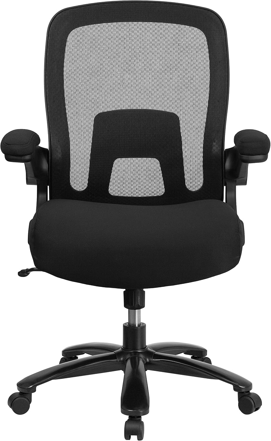 Flash Furniture Big & Tall Swivel Office and Gaming Chair with Lumbar and Back Support, Ergonomic Mesh Office Chair with Flip-Up Armrests and Adjustable Height, Black