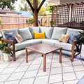 NATURAL EXPRESSIONS 6 Pieces Patio Furniture Sets,Sunbrella Outdoor Furniture Sets Patio L Shape Sectional Couch Sofa Patio Conversation Sets with 6.5' Grey Cushions,Hand-Paint Fauxwood Metal Frame