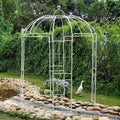 Birdcage Shape Garden Arches Arbors,9' High x 6.8' Wide,Metal Gazebo White Enduring Iron Trellis Plants Stand Use for Outdoor Garden Climbing Plants Wedding Arches Ceremony