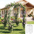 Moccha Birdcage Shape Gazebo, 9.4' H x 6.8' W Pergola Pavilion Arbor for Climbing Plants, French Style Arch Trellis with 8 Ground Stakes, Outdoor Metal Garden Arch for Wedding Party Decoration, Black