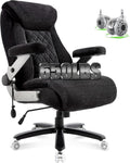 650lbs Big and Tall Office Chair with Thick Spring Cushion,5D Flip Arm Ergonomic Executive Office Chair Adjustable Lumbar Airbag&Extra Wide,Comfy Large Padded Heavy Duty Game Chair,Blackcloth