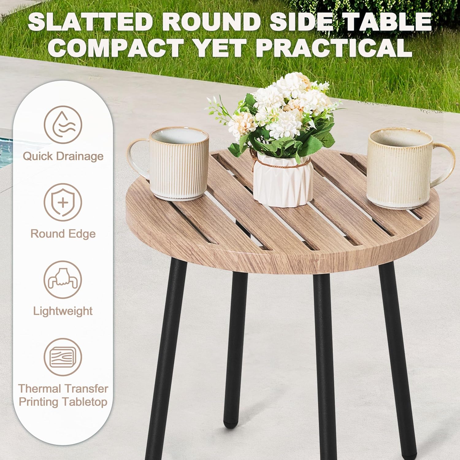 NUU GARDEN 3-Piece Patio Bistro Set, All-Weather Wicker Rattan Outdoor Table and 2 Chairs with Cushions for Porch, Backyard, Poolside, Deck, Beige