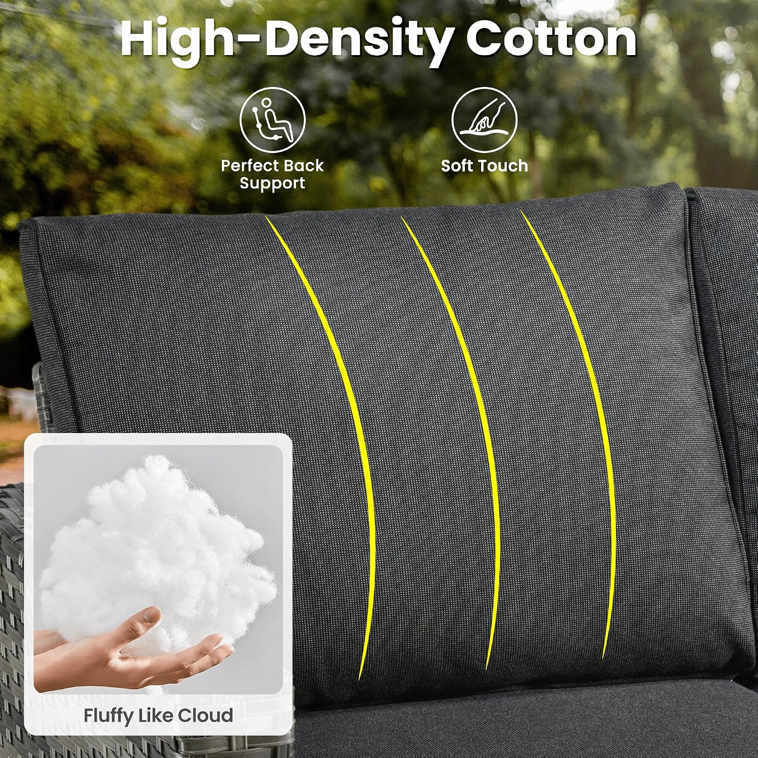 ovios 6 Pieces Patio Furniture Set, Outdoor Wicker Sofa Couch with Swivel Chairs, Rocking Glider Rocker with Comfy Cushions All Weather Rattan Conversation Set, Black