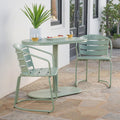 Christopher Knight Home Adley Outdoor Bistro Set, 3-Piece Bistro Table and Chair Set of 2, Patio Furniture Set with Iron Frame, Crackle Textures, Bistro Dining Set, Poolside/Garden Cafeteria, Green
