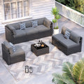 Patio Furniture Sets, 7-Piece Outdoor Patio Furniture with Thick Cushions,Coffee Table Outdoor All-Weather Conversation Set Sectional Sofa for Backyard, Poolside, Garden(Grey)