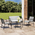 East Oak 4 Seats Outdoor Furniture Set, Waterproof Patio Furniture Set, Patio Loveseat with Coffee Table for Garden or Porch, 4-Piece Patio Conversation Sets for Balcony in Grey