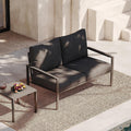 Sundale Outdoor 2 Pieces Patio Set Outdoor Metal Furniture Sets with Loveseat and Side Table, Outdoor Patio Couch for Garden, Backyard, Porch, or Balcony, All-Weather Patio Sofa with Cushions