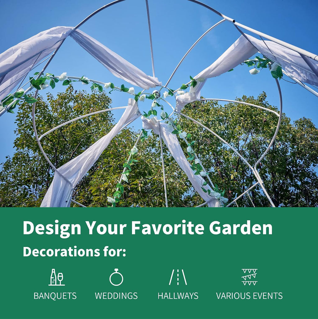 Birdcage Shape Garden Arches Arbors,9' High x 6.8' Wide,Metal Gazebo White Enduring Iron Trellis Plants Stand Use for Outdoor Garden Climbing Plants Wedding Arches Ceremony