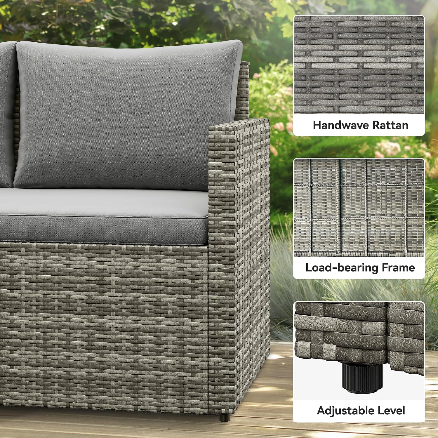 YITAHOME 9 Piece Patio Furniture Set, All-Weather Wicker Outdoor Sectional Sofa with Lift-Top Coffee Table & Ottoman, Patio Conversation Set for Deck, Backyard, Porch - Gray Gradient