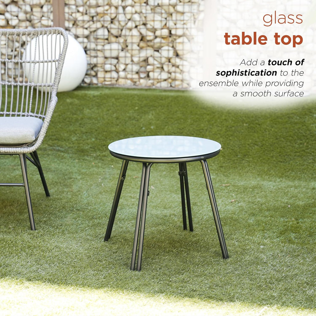 Alpine Corporation Patio Furniture 3 Pieces Outdoor Resin Wicker Conversation with Cushions Bistro Set for Patio & Deck, Gray