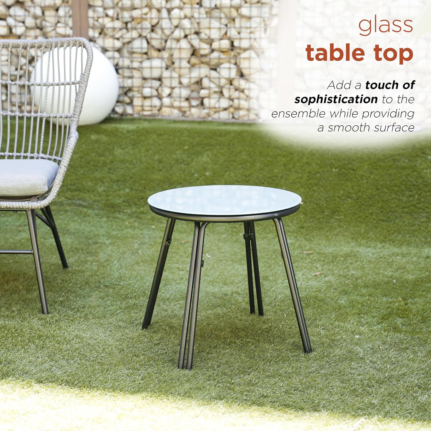 Alpine Corporation Patio Furniture 3 Pieces Outdoor Resin Wicker Conversation with Cushions Bistro Set for Patio & Deck, Gray