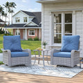 2-Seat Modern Patio Furniture Set with Swivel Rocking Chairs, Thick 4″ Cushions, Dual-Strand Wicker Rattan, Rust-Resistant Steel Frame – Outdoor Conversation & Modular Sectional,Navy