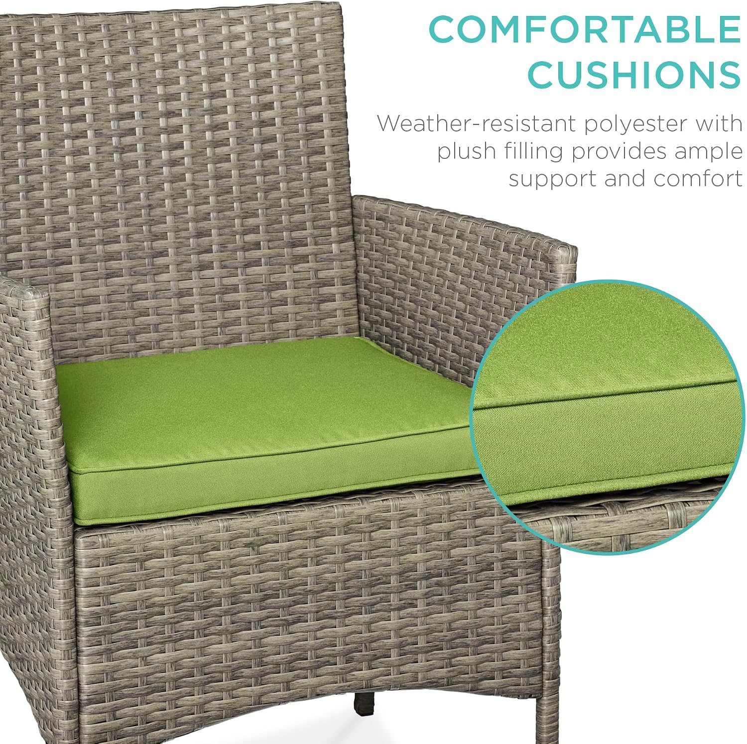 Best Choice Products 3-Piece Outdoor Wicker Conversation Bistro Set, Space Saving Patio Furniture for Garden w/Side Table - Taupe/Pistachio