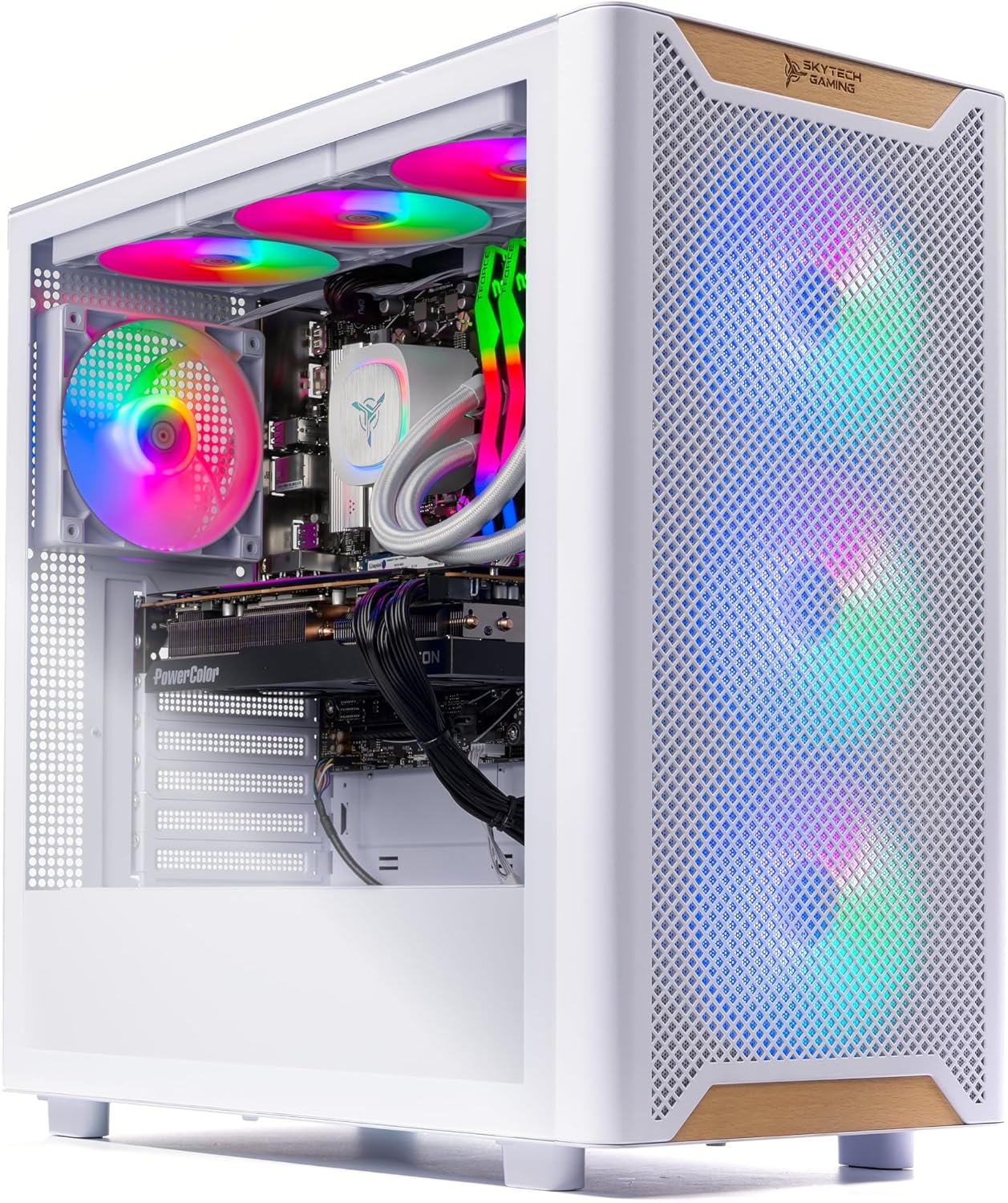 Skytech Gaming Chronos 3 Gaming PC, AMD Ryzen 7 7800X3D 4.2GHz, NVIDIA RTX 5060 Ti 8GB VRAM, 1TB NVMe SSD, 32GB DDR5 RAM 5600, 650W Gold PSU, 360 ARGB AIO, Wi-Fi, Win 11, Desktop