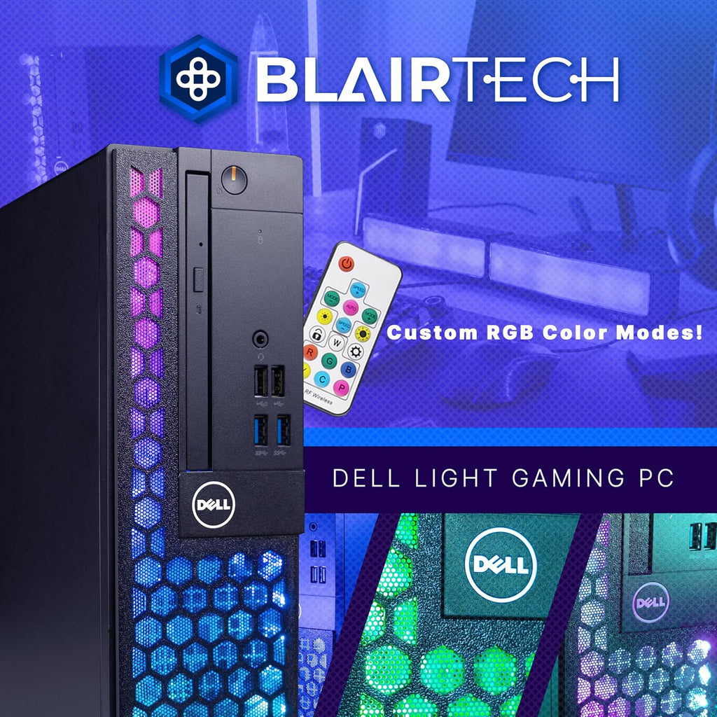 Dell RGB Light Gaming PC Bundle (Renewed) | Intel Core i5 | 16GB RAM | 500GB SSD | NVIDIA GT 1030 2GB | Windows 11 Pro | 24' FHD Monitor | RGB Soundbar, Keyboard, Mouse & Headphones | (Renewed)