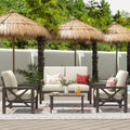 NATURAL EXPRESSIONS 4 Pieces Patio Furniture Sets,Outdoor Sectional Metal Furniture Conversation Set with Loveseat Chair,2 Single Chairs 1 Metal Table,6.5' Beige Cushions for Yard,Garden