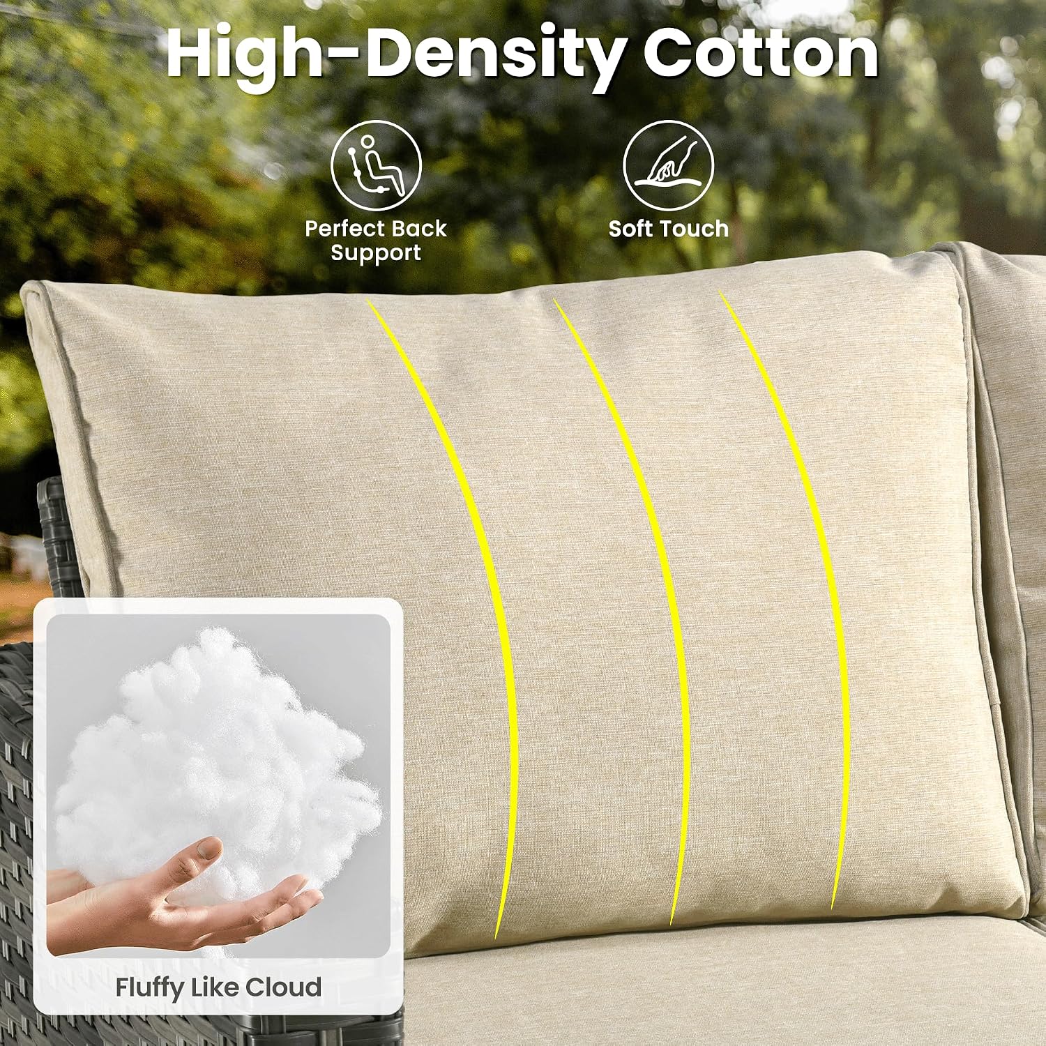 ovios 6 Pieces Patio Furniture Set, Outdoor Wicker Sofa Couch with Swivel Chairs, Rocking Glider Rocker with Comfy Cushions All Weather Rattan Conversation Set, Beige