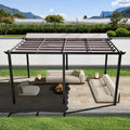 Domi Outdoor Retractable Pergola 11' x 16',Heavy-Duty Aluminum Shelter with Double Sun Shade Pavilion Large Grill Canopy for Gardens,Backyard and Decks,Dark Grey